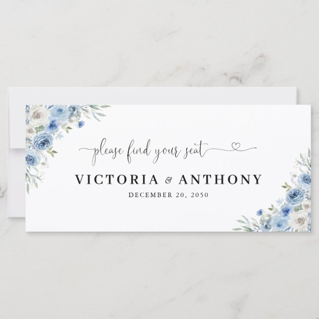 Dusty Blue Ivory Wedding Head Table Sign (Vorderseite)