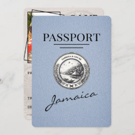 Dusty Blue Jamaica Passport Save the Date