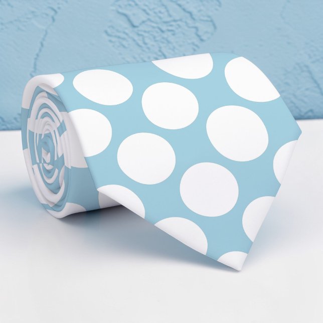 Dusty Blue Jumbo Polka Dots Custom Necktie Krawatte (Von Creator hochgeladen)