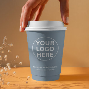 Dusty Blue l Beruflich Business Logo & Text Pappbecher