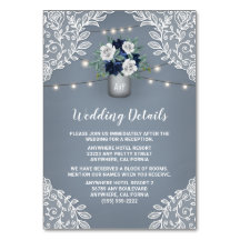 Dusty Blue Lace Mason Jar Wedding Karten