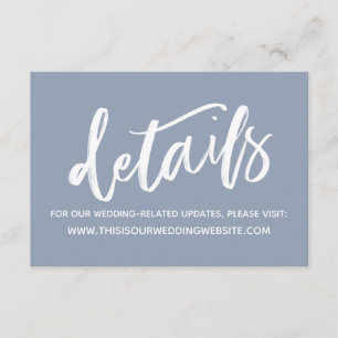 Dusty Blue Lässig Handwriting Wedding Details Begleitkarte