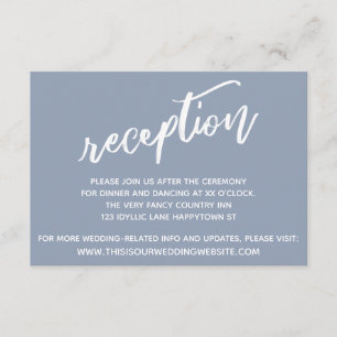 Dusty Blue Lässig Handwriting Wedding Reception Begleitkarte