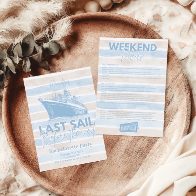 Dusty Blue Letztes Segel vor dem Schleier Bachelor Einladung (Von Creator hochgeladen)