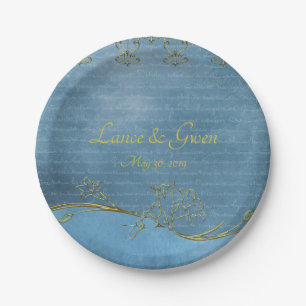 Dusty Blue Liebe Letter Pappteller