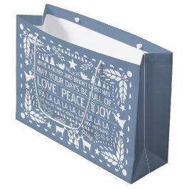 Dusty blue Liebe Peace Joy papel picado Weihnachte Große Geschenktüte