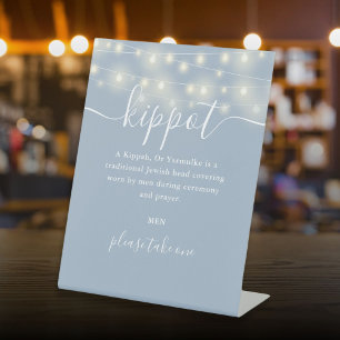 Dusty Blue Lights Juwish Wedding Kippot Yarmulke Sockelschild