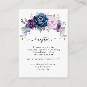 Dusty Blue Lila Lilac Blooms Hochzeitsempfang Begleitkarte