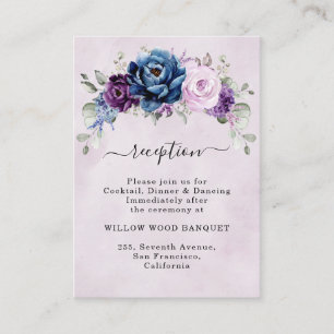 Dusty Blue Lila Lilac Blooms Hochzeitsempfang Begleitkarte