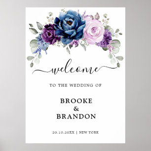 Dusty Blue Lila Lilac Blooms Wedding Welcome Poster