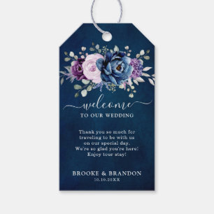 Dusty Blue Lila Navy Lilac Bloom Wedding Willkomme Geschenkanhänger