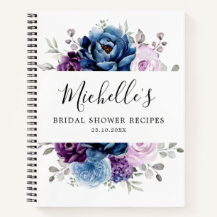 Dusty Blue Lila Navy Lilac Blooms Wedding Notizbuch