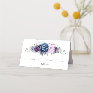 Dusty Blue Lila Navy Lilac Blooms Wedding Platzkarte