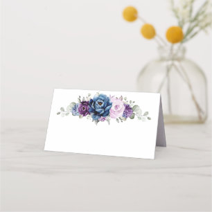 Dusty Blue Lila Navy Lilac Blooms Wedding Platzkarte