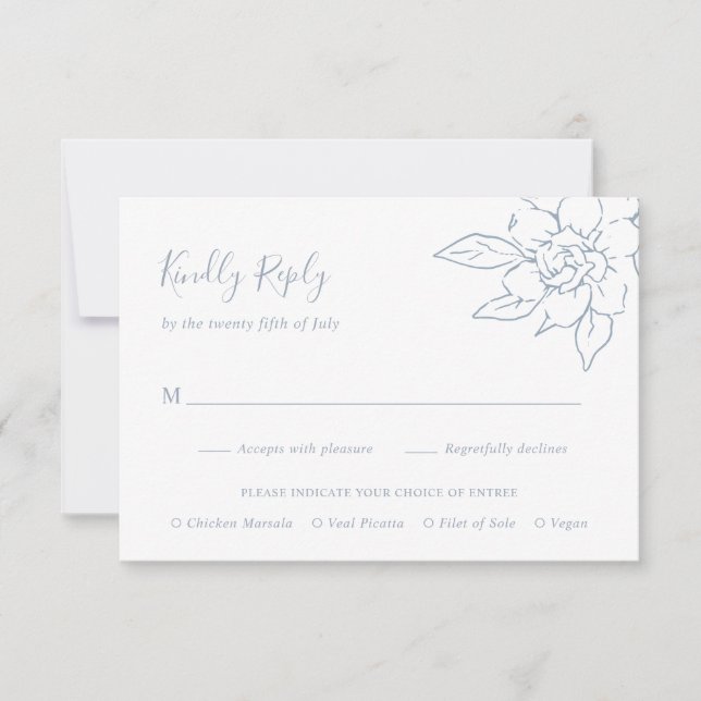 Dusty Blue Line Kunst, Dichtung und Musik RSVP Karte (Vorderseite)