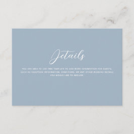 Dusty Blue Lovebirds Hochzeitdetails Begleitkarte