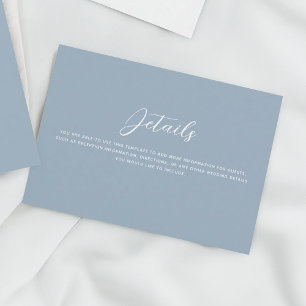 Dusty Blue Lovebirds Hochzeitdetails Begleitkarte