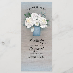 Dusty Blue Mason Jar Rustic Wedding Programs Programm