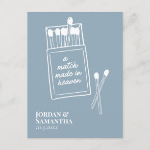 Dusty Blue Match Made in Heaven Save the Date Postkarte