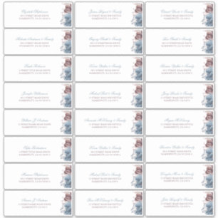 Dusty Blue Mauve Blume Guest Names Address Label
