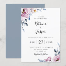Dusty Blue Mauve Botanical Floral Wedding