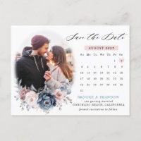 Dusty Blue Mauve Rose Foto Kalender Save the Date