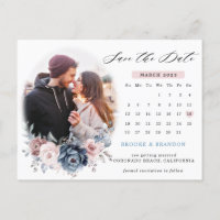 Dusty Blue Mauve Rose Foto Kalender Save the Date