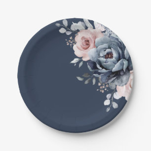 Dusty Blue Mauve Rose Pink Slate Floral Wedding P Pappteller