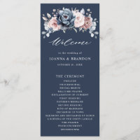 Dusty Blue Mauve Rose Pink Slate Floral Wedding Pr