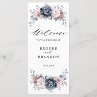 Dusty Blue Mauve Rose Pink Slate Floral Wedding