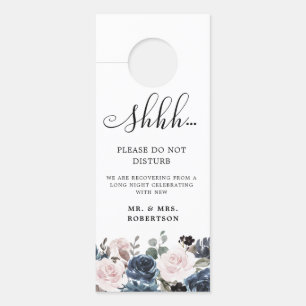 Dusty Blue Mauve Rose Pink Slate Floral Wedding Türanhänger