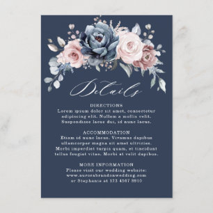 Dusty Blue Mauve Rose Pink Slate Wedding Details E Begleitkarte