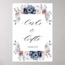 Dusty Blue Mauve Rose Rosa Schieferkarten & Gesche Poster