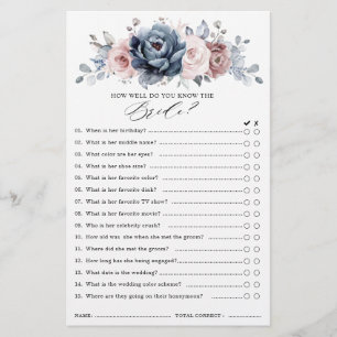 Dusty Blue Mauve Rose Slate Brautparty Game