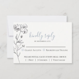 Dusty Blue Meadow Wedding RSVP Card