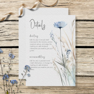 Dusty Blue Meadow Wildblumen Moderne Details Begleitkarte