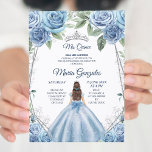 Dusty Blue Mexican Girl Princess Quinceanera Einladung<br><div class="desc">Dusty Blue Mexican Girl Princess Quinceanera Einladung Mis Quince Anos,  15.</div>