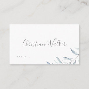 Dusty Blue Minimal botanische Grüne Hochzeit Platzkarte