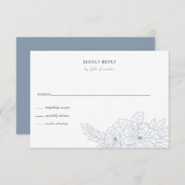 Dusty Blue Minimal Elegante Hochzeitsfeier RSVP Karte