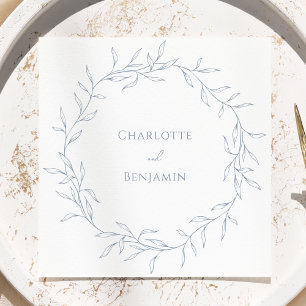 Dusty Blue Minimal Leaf Wedding Serviette