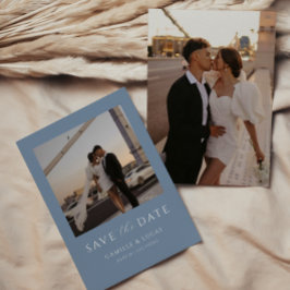 Dusty Blue Minimal Save the Date Einladung