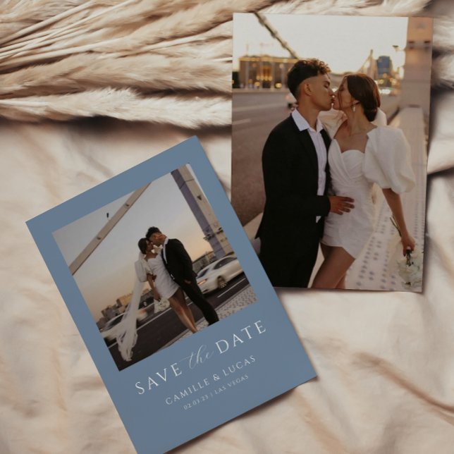 Dusty Blue Minimal Save the Date Einladung (Von Creator hochgeladen)