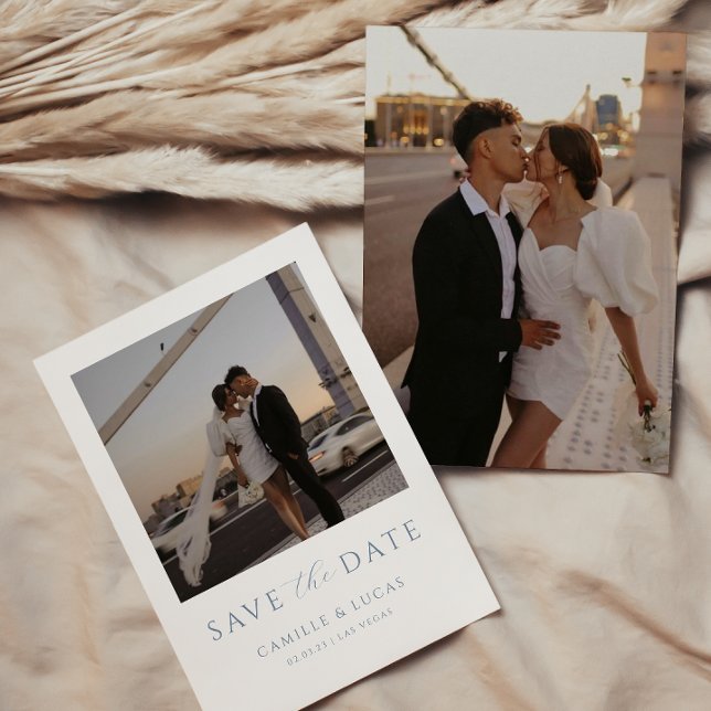 Dusty Blue Minimal Save the Date Einladung (Von Creator hochgeladen)