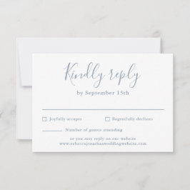 Dusty Blue Minimal Script Wedding RSVP Card