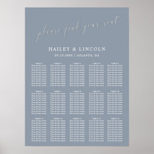 Dusty Blue Minimal Wedding Seating Chart Poster