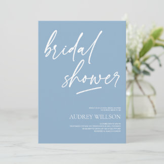 Dusty Blue Minimalist Bridal Shower Invitation Einladung