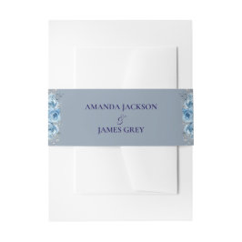 Dusty Blue Minimalist Custom Wedding Invitation  Einladungsbanderole