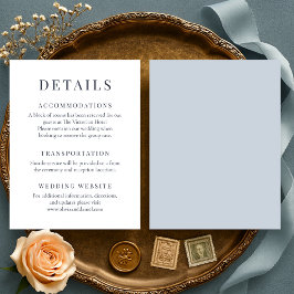 Dusty Blue Minimalist Elegant Wedding Details Einladung