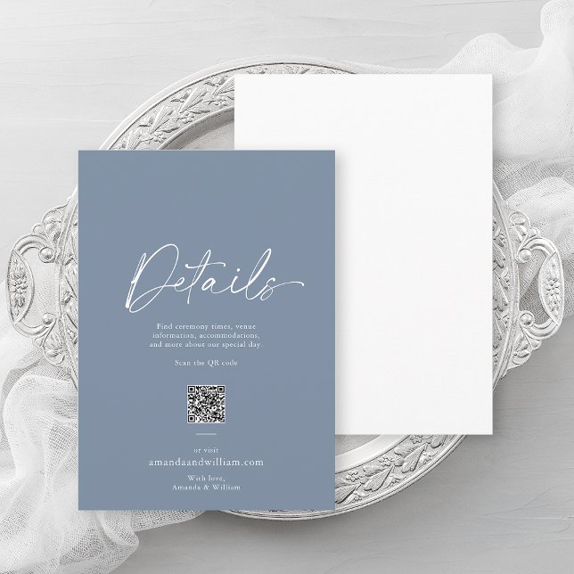 Dusty Blue Minimalist Wedding Details Card Einladung (Von Creator hochgeladen)