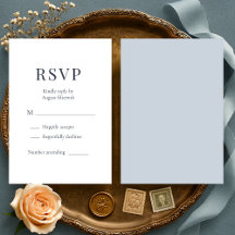 Dusty Blue Minimalist Wedding RSVP 